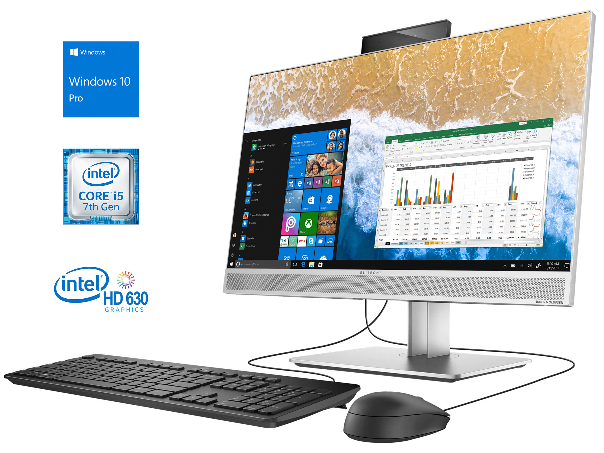 HP EliteOne 800 G3 All-in-One, 23.8" FHD Display, Intel Quad-Core i5 ...