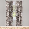 thumbnail image 3 of Ambesonne Botanical Curtains, Sketchy Leaves Circles, Pair of 28"x84", Dark Cocoa and White, 3 of 5