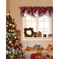 thumbnail image 4 of Red Black Plaid Christmas Snowman Tie Up Valances Curtain, Xmas Tree Elk Ball Snowflake Adjustable Rod Pocket Short Window Treatment Tie Up Curtains Valances for Kitchen Living Room Bathroom 54x18 In, 4 of 9