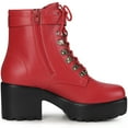 thumbnail image 6 of DARING DIVA Strappy Platform Stiletto Heels Zip Sandals Red 10, 6 of 7