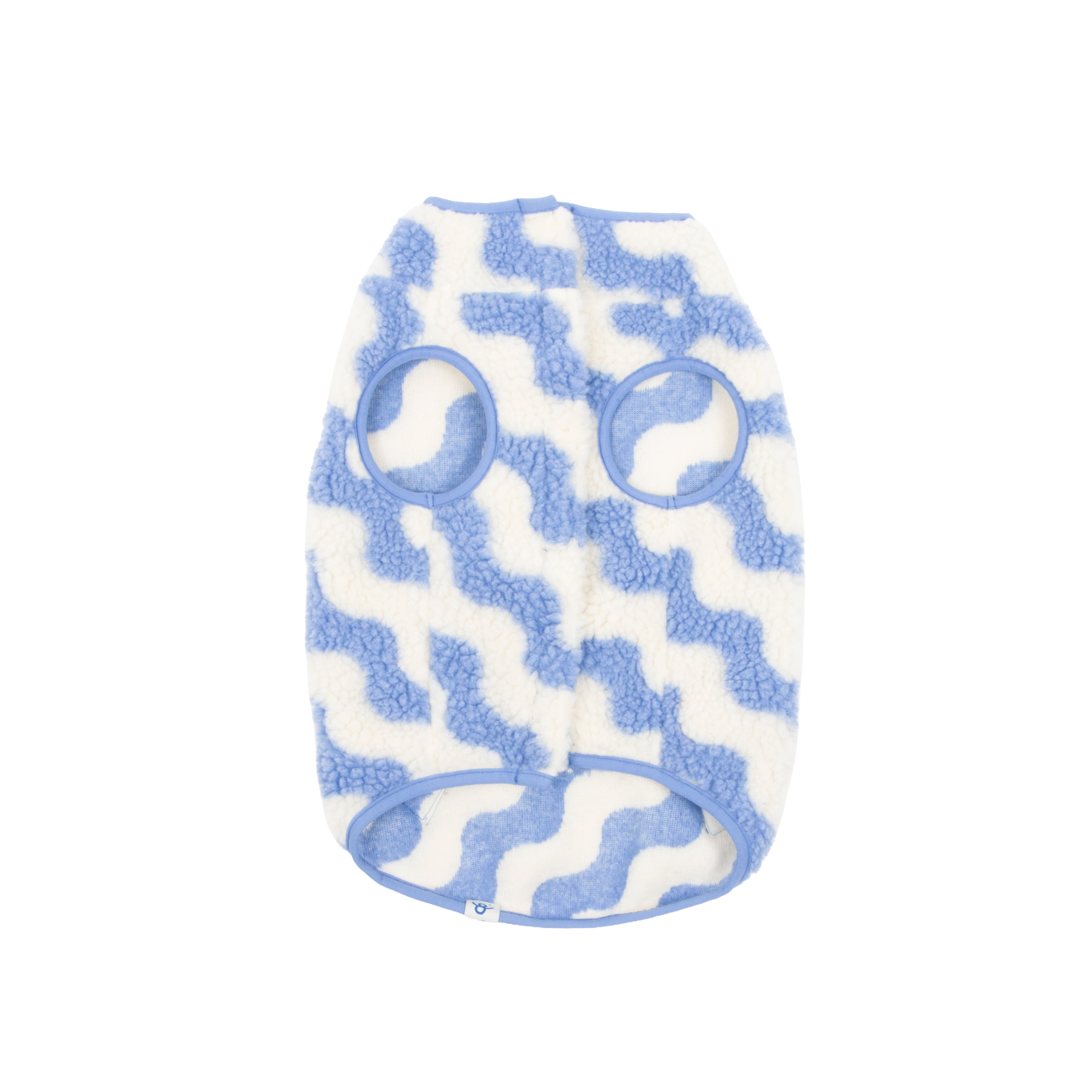 Oodles Wavy Stripes Fall Sherpa Dog Jacket, Blue, Medium