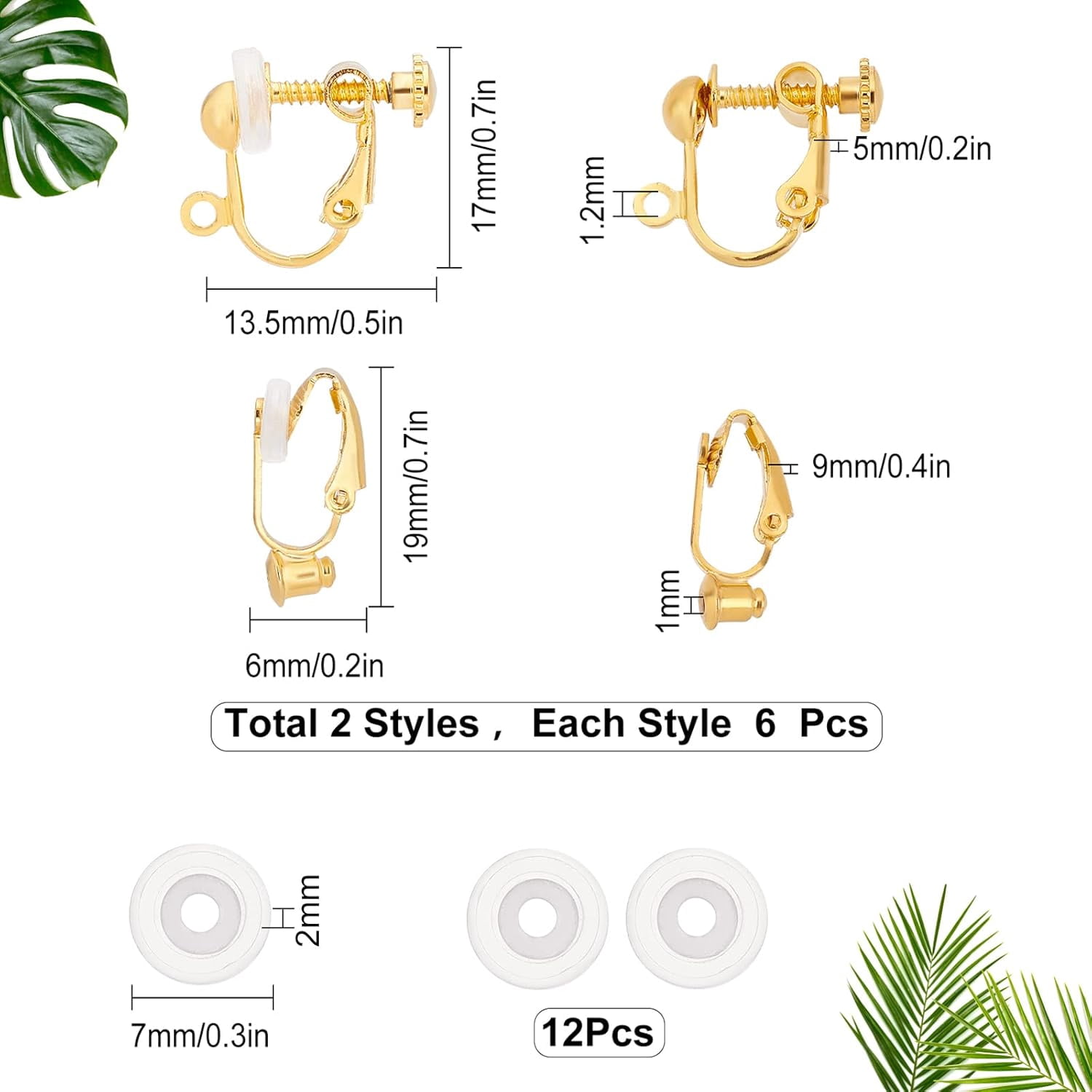 1 12Pcs 2 Clip-on Earring Clip Earring Clip Earring Ear Clips Earring Earring Earrings Box Best Style Findings Stud On Converter On Dangle Post Converters Plastic Back Pads Making DIY[c801]