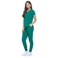 thumbnail image 4 of Women's Jogger Scrub Set Jogger Pant and Comfort Stretch V-Neck Top for Uniform G8533M, 93 Polyester/7 Spandex True Hunter Green 3XL, 4 of 6