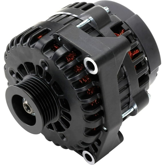 Speedway Motors GM AD244 Style High Output 220 Amps All Black Alternator - Perfect for Accessories - Fits LS-Era Trucks - Reliable Performance Upgrade