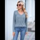 thumbnail image 5 of Camisetas de Larga para Mujer, Cuello en V, Suaves, Básicas, Holgadas, Informales, Moda de Otoño. Azul XXL, 5 of 10