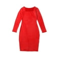 thumbnail image 2 of Fiomva Women Autumn Vintage Solid Color Long-Sleeved Square Collar Pencil Dress, 2 of 5