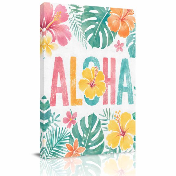 Canvas Wall Art, Palm Tree Framed Canvas Prints for Kitchen Bedroom, Summer Green Tropical Plants Flowers Small Gallery Wrapped Wall Decor for Home Office, Gifts, 8"x12" Ship Next Day