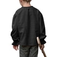 thumbnail image 4 of Domuza Boys Medieval Pirate Costume Shirt Kids Medieval Renaissance Ruffled Long Sleeve Tops Black 110, 4 of 4
