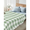 thumbnail image 5 of Sage Green Buffalo Plaid Flat Sheets Only Twin XL Size, Soft Breathable Bed Top Sheets for Mattress, Green White Checkered Farmhouse Luxury Bedding Flat Sheets for Home Hotel Bedroom Bed Protection, 5 of 9