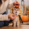thumbnail image 4 of Halloween Pet Costume Set Adjustable Decor Top Hat & Cloak Holiday Cosplay Dress‑up Outfit Photo Prop for Cats and Small Dogs, 4 of 6