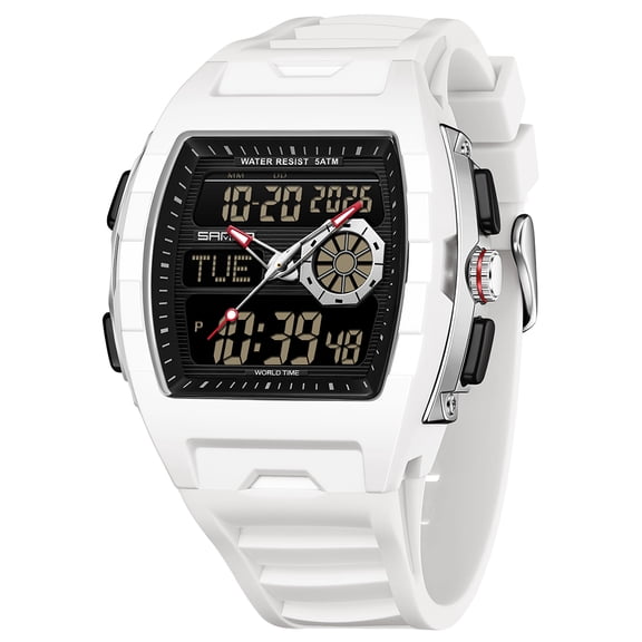 Men Watches Business Dress Chronograph Big Square Quartz Analog Male Watch Silicone Strap Waterproof Date Gift Mens Wrsit Watch