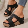 thumbnail image 2 of Domuza Womens Orthopedic Sandals Arch Support Summer Flat Sandals Lightweight Non Slip Slip on Hiking Shoes Comfort 2026 Orthopedic Shoes Black 7（EU-38）, 2 of 6