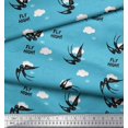 thumbnail image 3 of Soimoi Blue Poly Georgette Fabric Text,Clouds & Crow Bird Printed Craft Fabric by the Yard 42 Inch Wide, 3 of 3