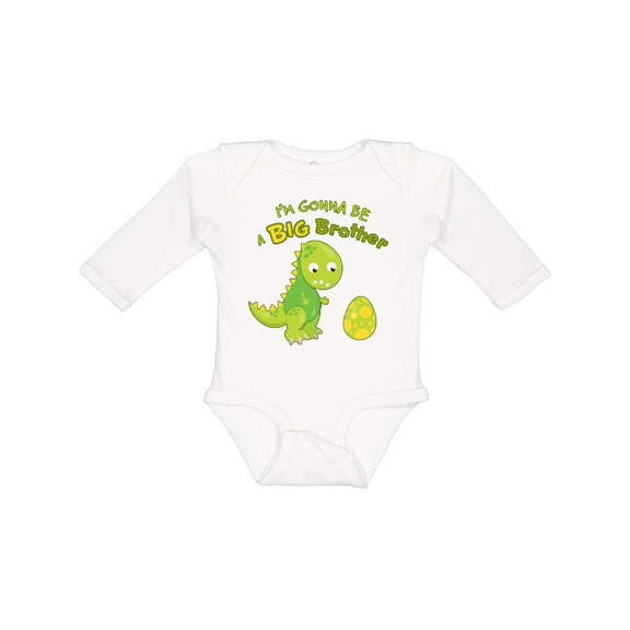 Inktastic I'm Gonna Be a Big Brother-dino Boys Long Sleeve Baby Bodysuit