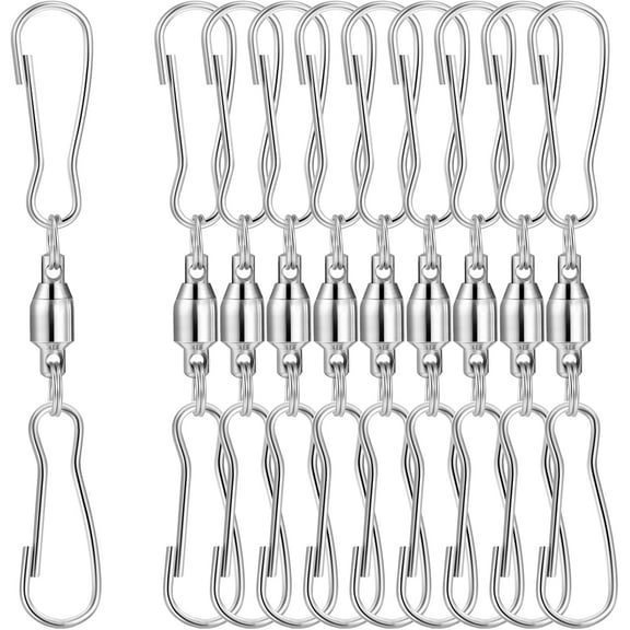 10 Pack Swivel Hooks Clips Smooth Spinning Dual Clip Hanging Windsock Wind Spinners Wind Chimes Crystal Twisters Party Supply