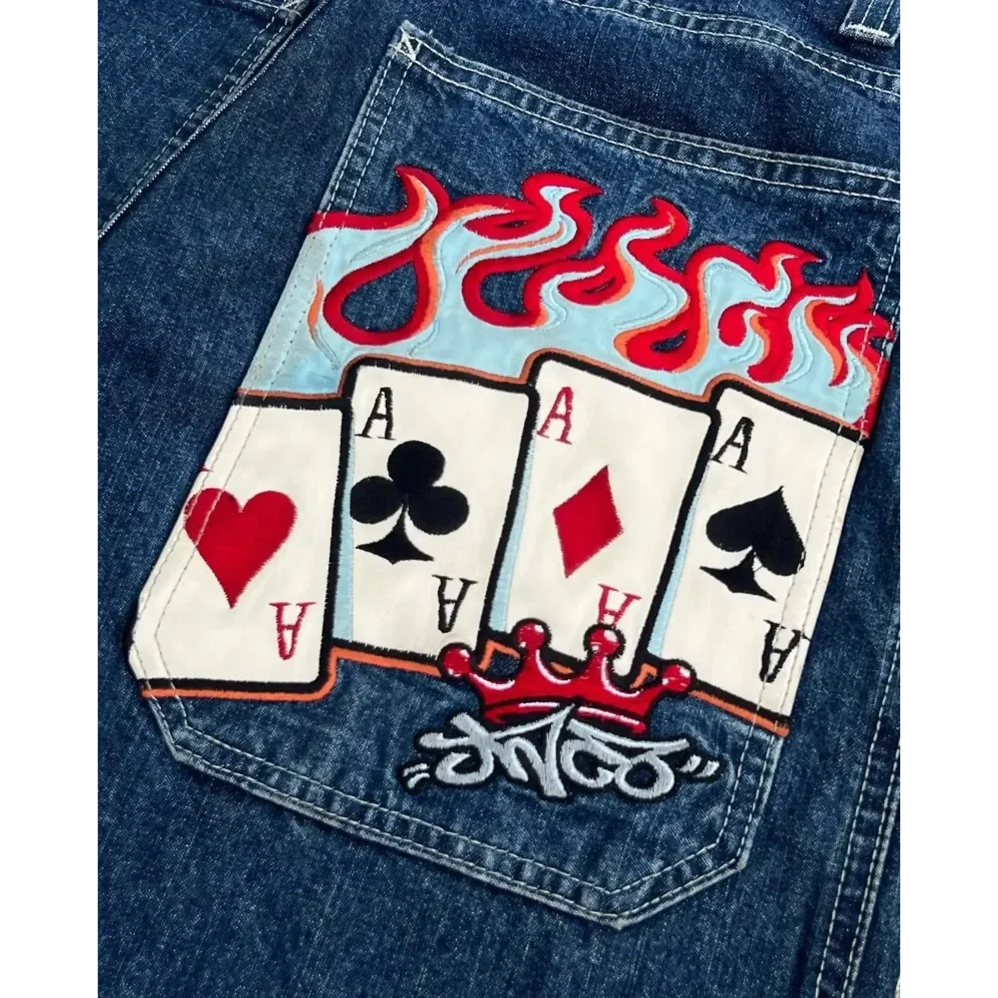 Retro Baggy Harajuku Denim Jeans JNCO Y2K Mens Womens Low
