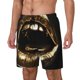 thumbnail image 1 of Balery Golden Lips Modern Sculpture Bañador para hombre, shorts de playa de secado rápido con entrepierna y forro de compresión-Medium, 1 of 6