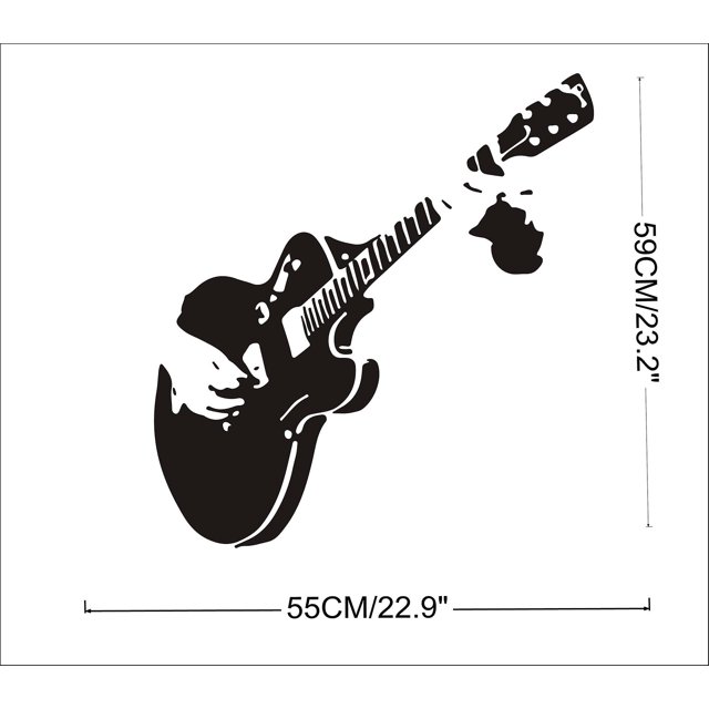 Decoración de pared ZHCH etiqueta de música guitarra vinilo removible 55cm x 60cm
