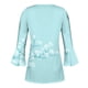 thumbnail image 5 of ICHUANYI Clearance Women's Casual Trumpet 3/4 Sleeve Printed Buttoned Basic Ruched Tops Pleated T-shirts Blouses(Light Blue, XXL) ICHUANYI WER2023081011634, 5 of 5