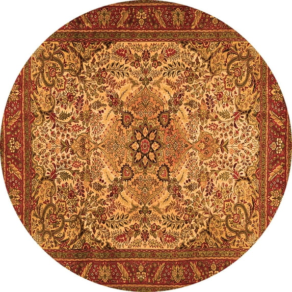 Ahgly Company Indoor Round Persian Orange Traditional Area Rugs, 4' Round