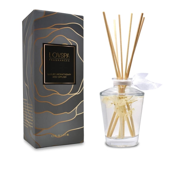 LOVSPA Coffret Diffuseur d'Huile et de Bâtonnets de Magnolia du Sud Céleste / un Délicat Mélange de Jasmin, Rose, Ylang-Ylang, Fleur d'Oranger, Tubéreuse et Fleurs de Magnolia / Excellente Idée-Cadeau! Fabriqué aux É.-U.