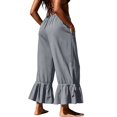 thumbnail image 4 of SAWOBUUN Womens Casual Cropped Pants High Waisted Drawstring Ruffle Hem Trousers Lightweight Loose Fit Adjustable Cuff Lounge Pants, 4 of 10
