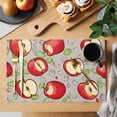 thumbnail image 2 of Red Apples Placemats Set of 8 Summer Fruits Grey Modern Art Place Mats Indoor Wipeable Table Mats Washable Cloth Dining Table Placemats for Kitchen Holiday Party Home Decor 13x19 Inch, 2 of 9