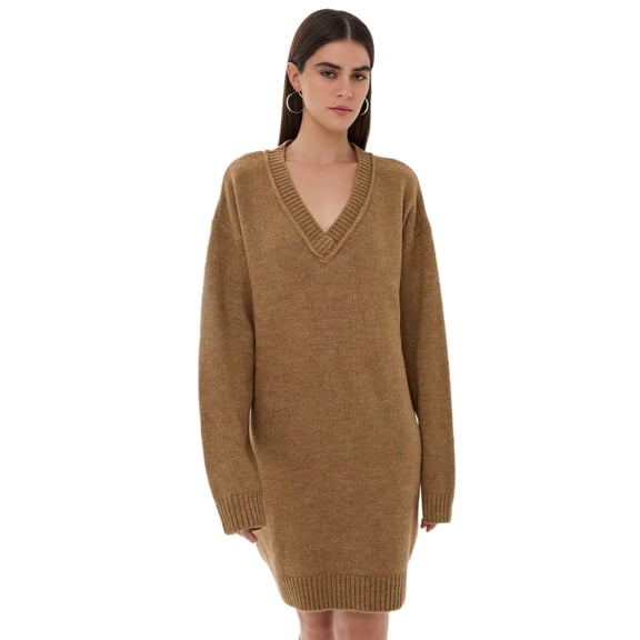 Oversized V-Neck Knit Dress