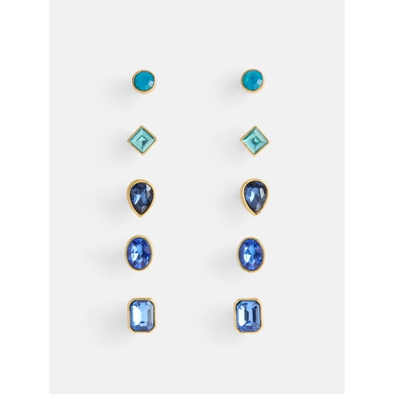 Free Assembly Women's Crystal Stud Earring Set, 5 Pairs