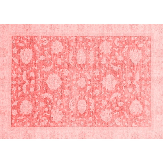 Ahgly Company Machine Washable Indoor Rectangle Oriental Red Traditional Area Rugs, 7' x 10'
