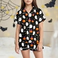 thumbnail image 2 of CAUYDY Big Kids Unisex Halloween Pjs Set Girls Boys Pajama Sets Satin Sleepwear Summer 2 Pieces Button Down Nighty(White,10-11 Y), 2 of 5
