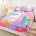 thumbnail image 3 of Homewish Dreamy Unicorn Animal Teens King Sheet Set, Cartoon Rainbow Bedding, 4-Piece, 3 of 7