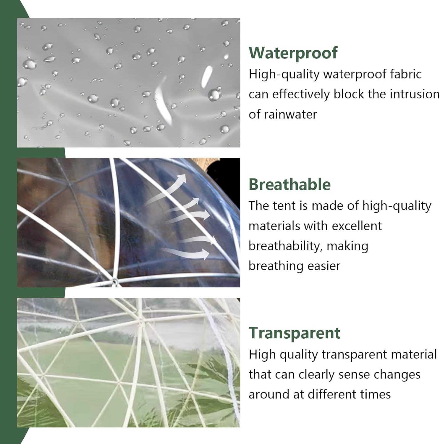 Esheno Outdoor Garden Dome Tent 9.5x5.7ft PVC Transparent Cover Weatherproof Greenhouse for Patio Party Green