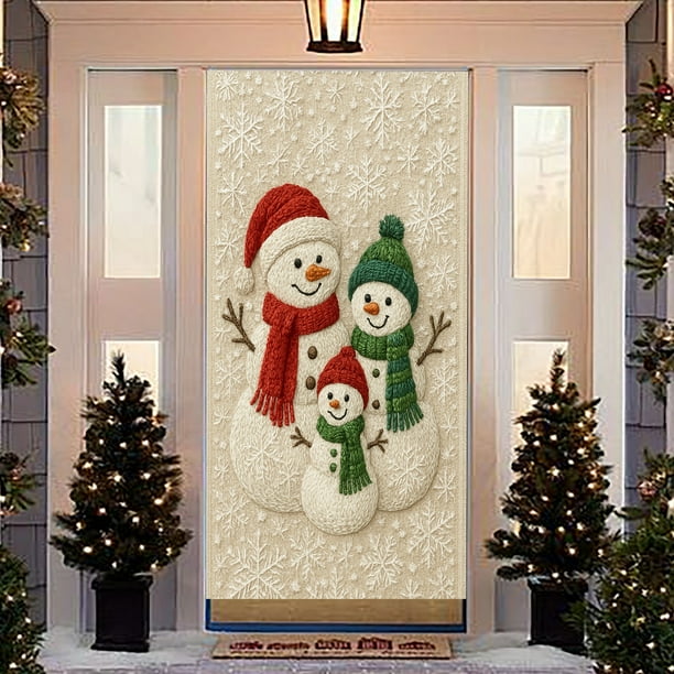 Cortina navideña para puerta | Tela de poliéster impermeable | Impresión navideña de alta definición | 180 x 90 cm, reutilizable, para casa y tienda