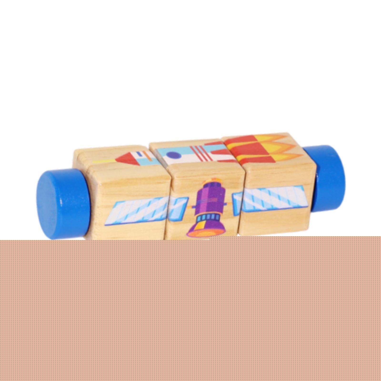 thumbnail image 4 of Bloques de construcción de madera giratorios, diseño de dibujos animados, manos educativas para niños, Estilo J, 4 of 9