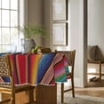 thumbnail image 2 of Mexico Tablecloth 60x60 Inch Round, Halloween Cinco De Mayo Fiesta Colorful Stripes Washable Seasonal Table Cover for Party Picnic Dinner Decor, 2 of 6