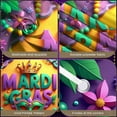 thumbnail image 4 of Green Beads Mardi Gras Banner Gold Stars Carnival Display Feather Masks Yellow Balloons Festive Backdrop for Mardi Gras Party Carnival Celebration Masquerade Ball, 4 of 9