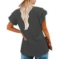 thumbnail image 6 of gbyLJF Cotton Blouses For Women V Neck Tees For Women Cold Shoulder Tops For Women Ladies Casual Tops Dark Gray M, 6 of 7