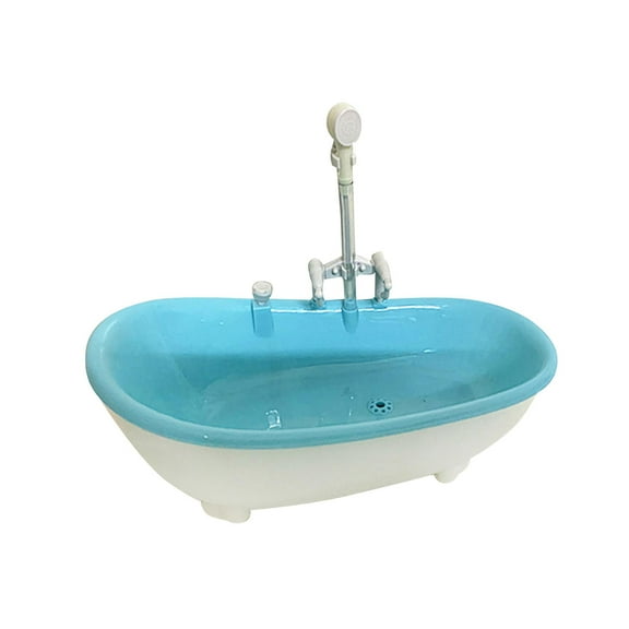 Zxpjkyu 1/6 Miniature Dollhouse Bathtub Pretend Toys for 12inch Doll Blue Mini Bathtub