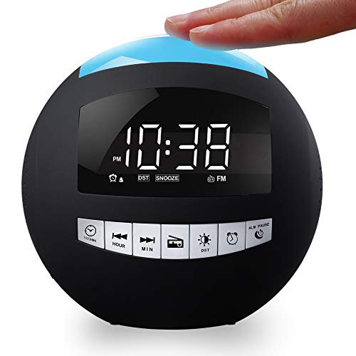 Alarm Clock Radio For Bedroom 7 Color Night Light Portable Battery Operated Plug In Digital Led With Fm Sleep Timer 3 Natural Ringers 2 Usb Chargers 12 24h Kid Teen Heavy Sl Com Alarm Clock Radio For Bedroom 7 Color, Radio Alarm Clock Battery Operated
