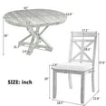 thumbnail image 4 of 5-Piece Retro Functional Dining Table Set Extendable Round Table And 4 Upholstered Chairs For Dining Room And Living Room (Brown+Antique White), 4 of 22