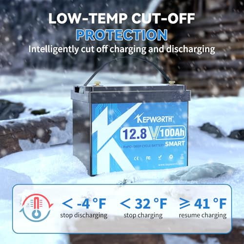 12.8V 100Ah LiFePO4 Battery Bluetooth, Deep Cycle Lithium Batteries with Built-in 100A BMS, BCI Group 24, Grade A Lithium Iron Phosphate Cells, for Trolling Motor, Boat, Rv, Solar,