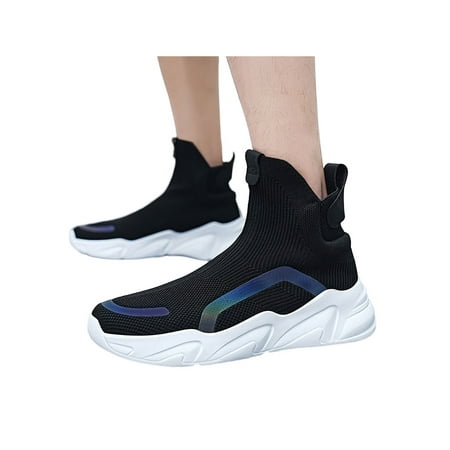 

Colisha Unisex Running Shoe Platform Sock Sneakers Slip On Walking Shoes Women Men Athletic Trainers Knit Upper Black and White 7.5