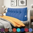 thumbnail image 1 of WOWMAX Large Bolster Triangular Reading Backrest Positioning Support Wedge Pillow Headboard for Day Bed Bunk Bed RV/Trailer with Removable Cover Jean Blue California King Size (72x8x20inch), 1 of 6