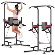 AQUVII Pull Up Rack Bar, 450 LBs Power Tower Dip Bar Station Dip Stand Multi-Function Home Strength Training Fitness Workout Station for Home Gym
