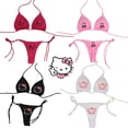 thumbnail image 2 of Bikini con lazo de cuello colgante para niñas, traje de baño Sexy de Hello Kitty, sujetador ajustable, chaleco, regalos, Anime Kuromi Y2K, 2 piezas, 2 of 4