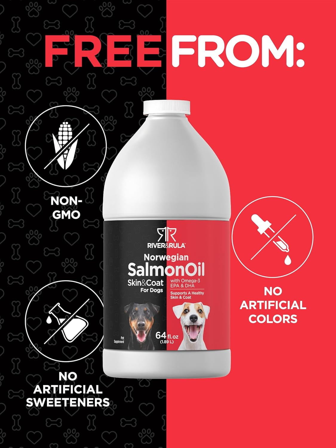 Horbaach Norwegian Salmon Oil for Dogs (64oz) | Supports Healthy Skin and Coat | with Omega 3, EPA & DHA | Liquid Pet Supplement | Non-GMO, Gluten Free