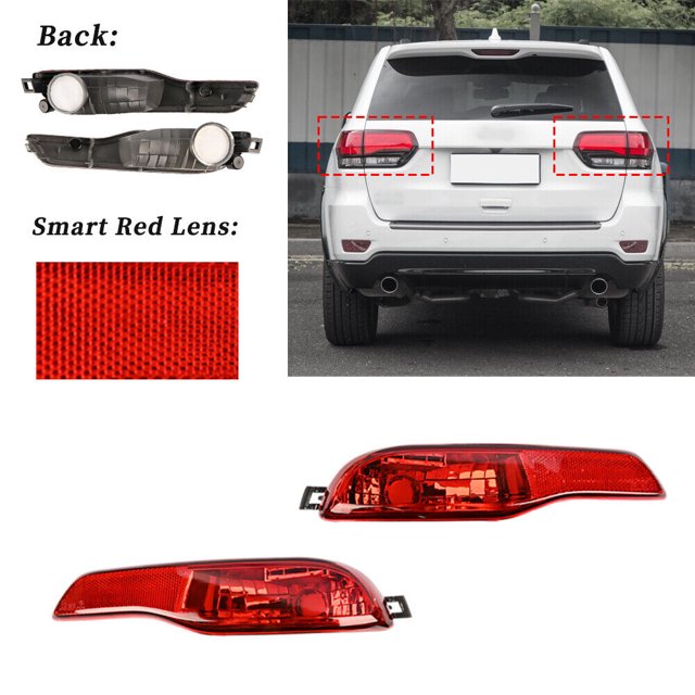 Yassdwbn 1 Pair LH & RH Red Rear Bumper Light Fits For 2014-2018 Jeep Cherokee 68102877AD