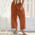 thumbnail image 2 of Atogsazn Womens Wide Leg Cargo Pants Casual Loose Drawstring Flowy Summer Beach Pants with Pockets Orange XXL, 2 of 8