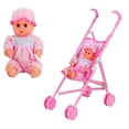 thumbnail image 1 of Poussette pour Poupée Bébé Pliable avec Poupée pour Poupée de 12 Pouces Mini Poussette Jouets Cadeau Rose, 1 of 6